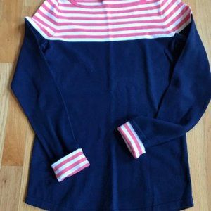 Lilly Pulitzer, sweater, Medium, Navy w/orange & white stripes